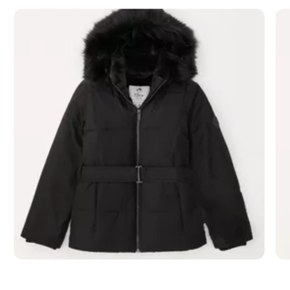 NWT ABERCROMBIE KIDS BELTED PARKA BLACK SIZE 7/8